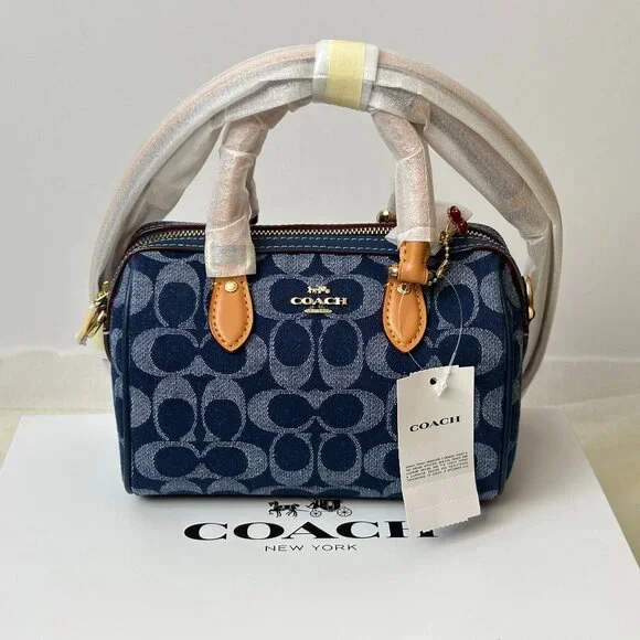 Coach | Bags | Coach Boston Bag Shoulder Handbag Mini Womens Denim